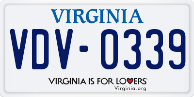 VA license plate VDV0339
