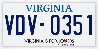 VA license plate VDV0351