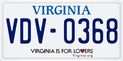 VA license plate VDV0368