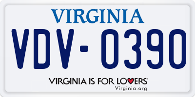 VA license plate VDV0390