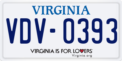 VA license plate VDV0393