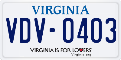 VA license plate VDV0403