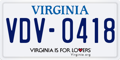 VA license plate VDV0418