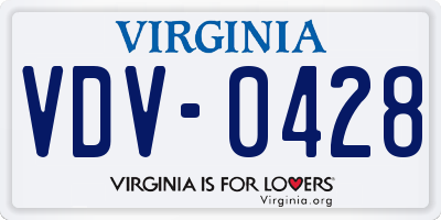 VA license plate VDV0428