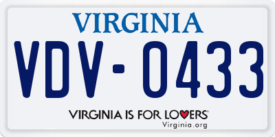 VA license plate VDV0433
