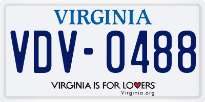 VA license plate VDV0488