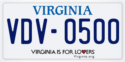 VA license plate VDV0500