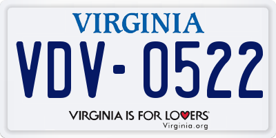 VA license plate VDV0522