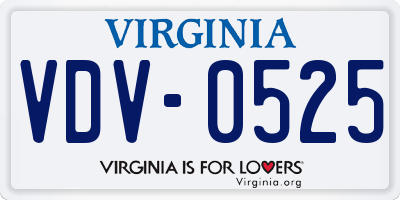 VA license plate VDV0525