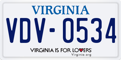 VA license plate VDV0534