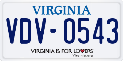 VA license plate VDV0543