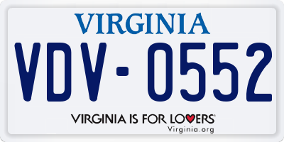 VA license plate VDV0552