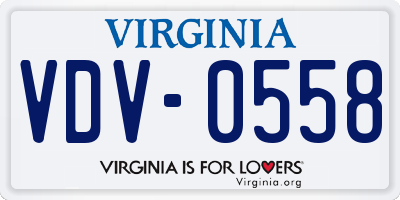 VA license plate VDV0558