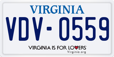 VA license plate VDV0559