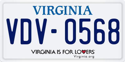 VA license plate VDV0568