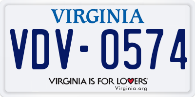 VA license plate VDV0574