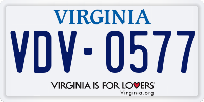 VA license plate VDV0577