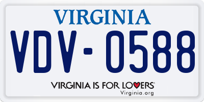 VA license plate VDV0588