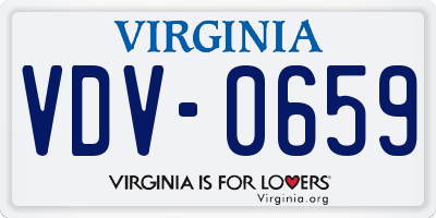 VA license plate VDV0659