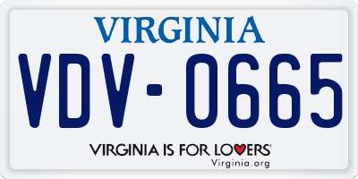 VA license plate VDV0665