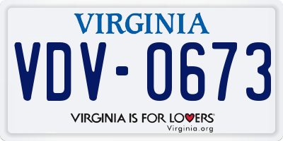 VA license plate VDV0673