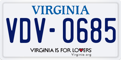 VA license plate VDV0685