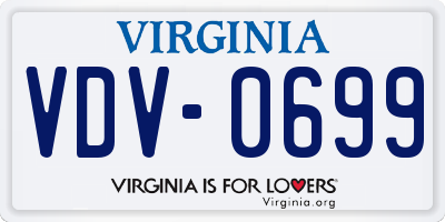 VA license plate VDV0699