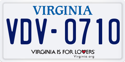VA license plate VDV0710