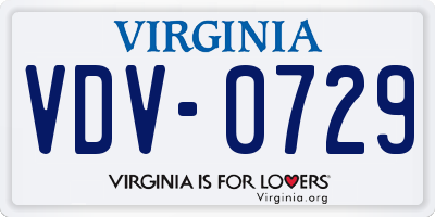 VA license plate VDV0729