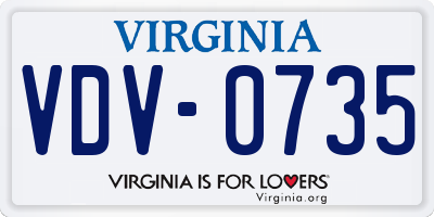 VA license plate VDV0735