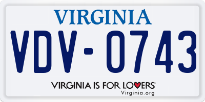 VA license plate VDV0743
