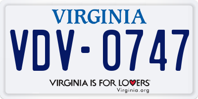 VA license plate VDV0747