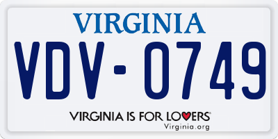 VA license plate VDV0749
