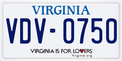 VA license plate VDV0750