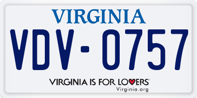 VA license plate VDV0757