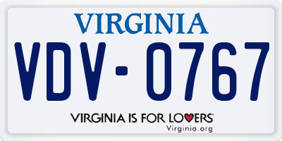 VA license plate VDV0767