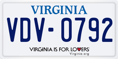 VA license plate VDV0792