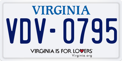 VA license plate VDV0795