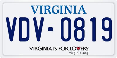 VA license plate VDV0819