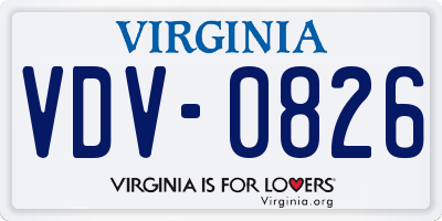 VA license plate VDV0826