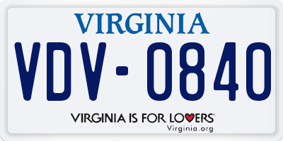 VA license plate VDV0840