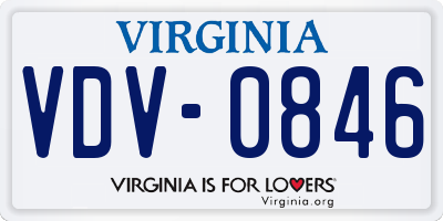 VA license plate VDV0846