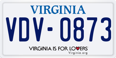 VA license plate VDV0873