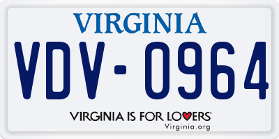 VA license plate VDV0964