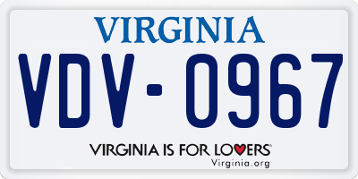 VA license plate VDV0967