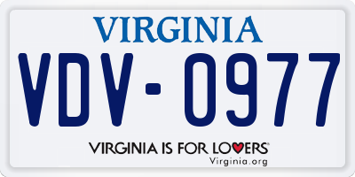 VA license plate VDV0977