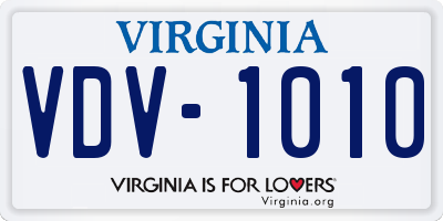 VA license plate VDV1010