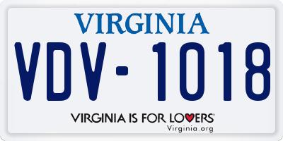 VA license plate VDV1018