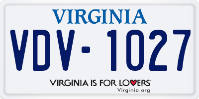 VA license plate VDV1027