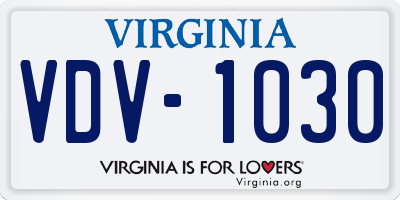 VA license plate VDV1030